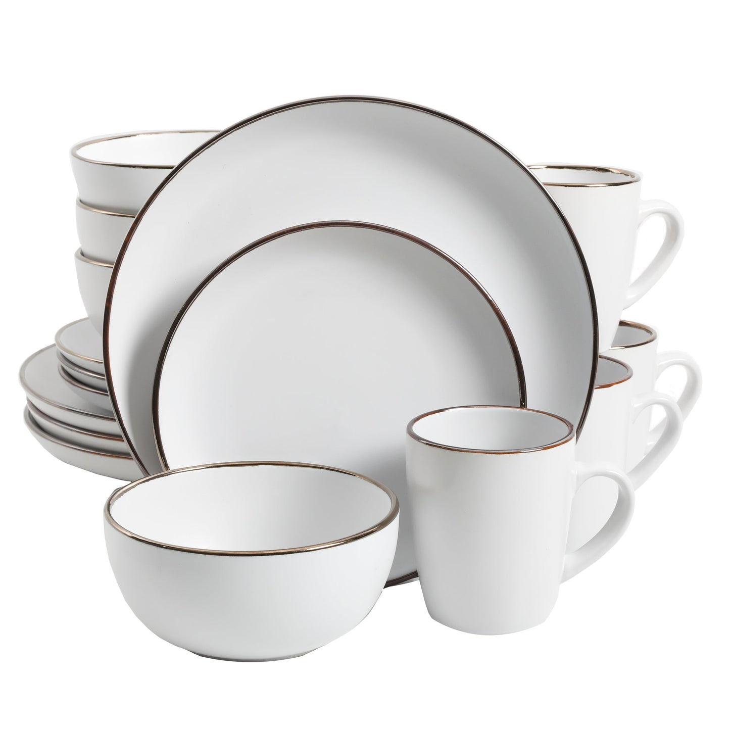 Gibson Home Rockaway Gold 16-Piece Stoneware Dinnerware Set