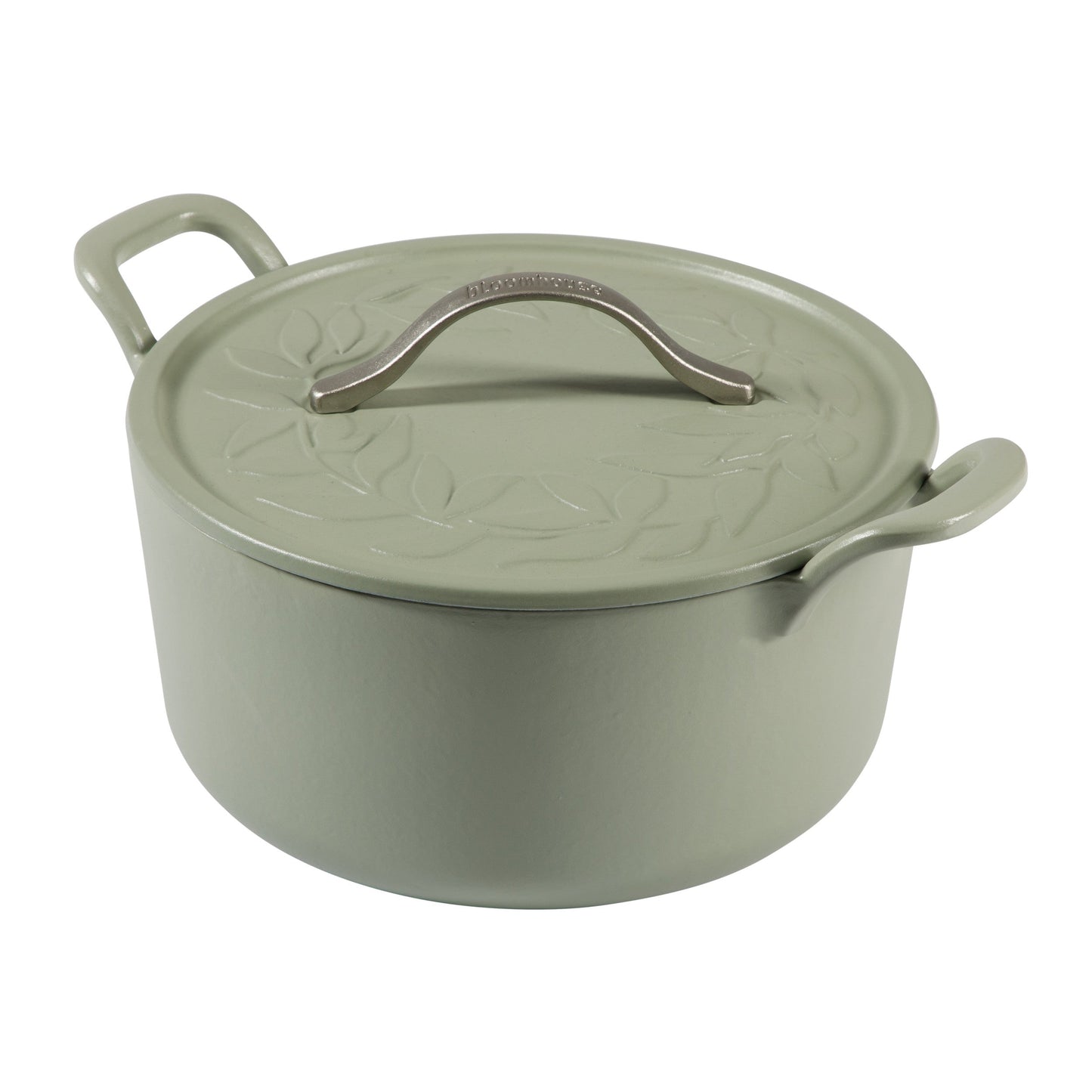 Bloomhouse 7 Qt Cast Iron Dutch Oven W/ Embossed Lid, European Enamel, & Olive Wood Trivet