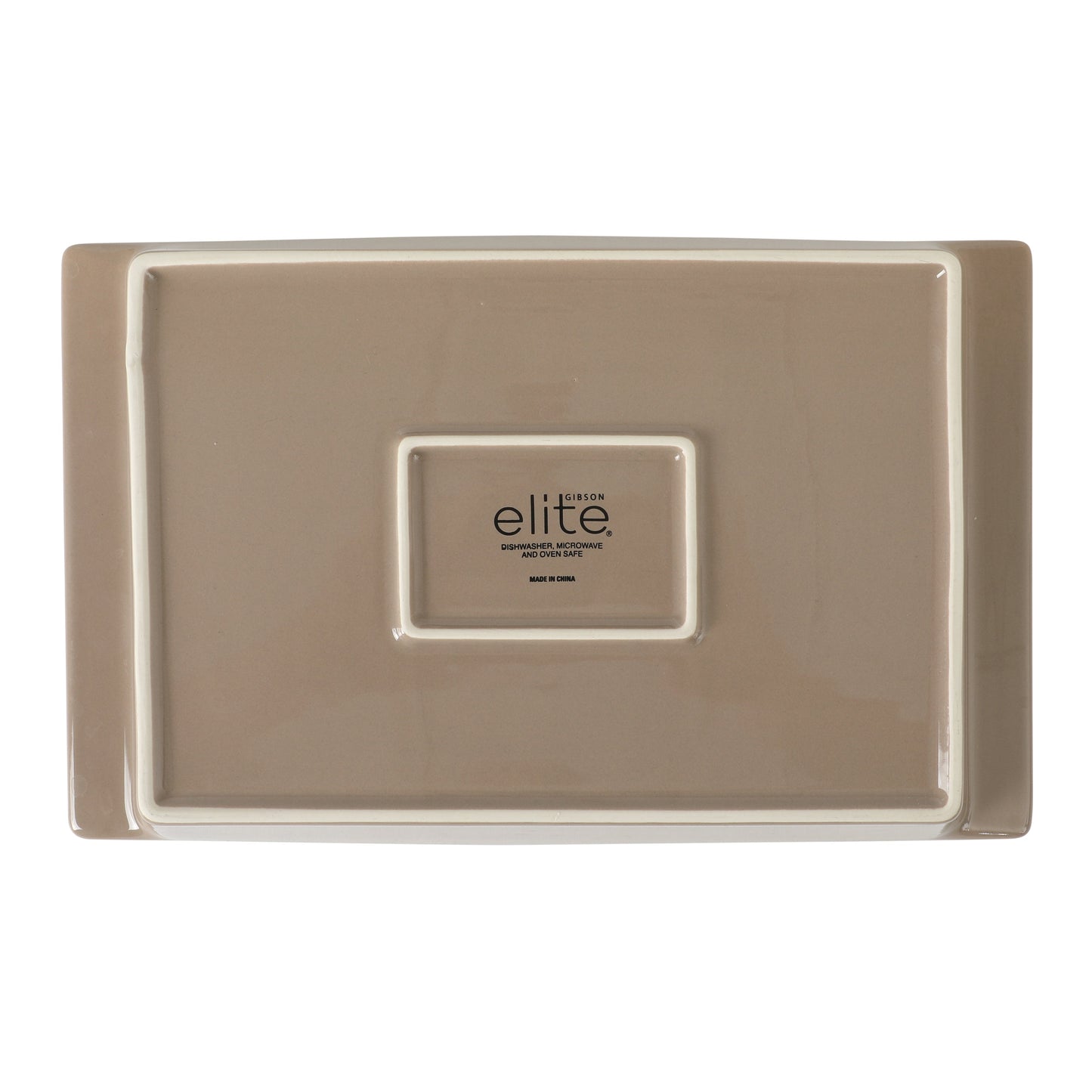 Gibson Elite 2.75-Quart 13.5" x 8.5" Stoneware Baking Dish with Acacia Wood Lid – Taupe Rectangular Oven Safe Baker for Casseroles, Roasting & Serving