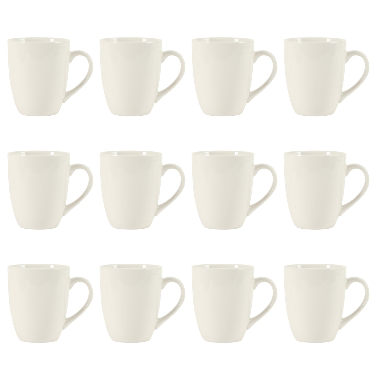 Gibson Home Great Essentials 12 Ounce Porcelain Coffee Mugs - Set of 12 - Cups for Latte, Hot Tea, Cappuccino, Mocha, Espresso, Cocoa