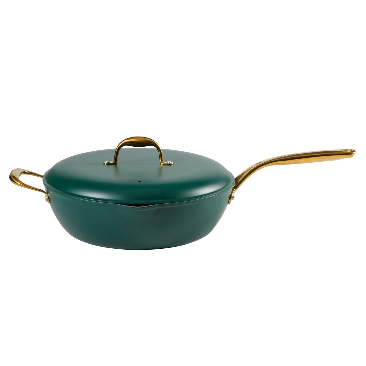 Frok 13" Frying Pan Wok Skillet 4MM Thick Quick Heat Aluminum Cookware W/ Aluminum Lid Set W/ Premium PFA Free Ceramic Nonstick Interior & Heat Resistant Exterior - Induction