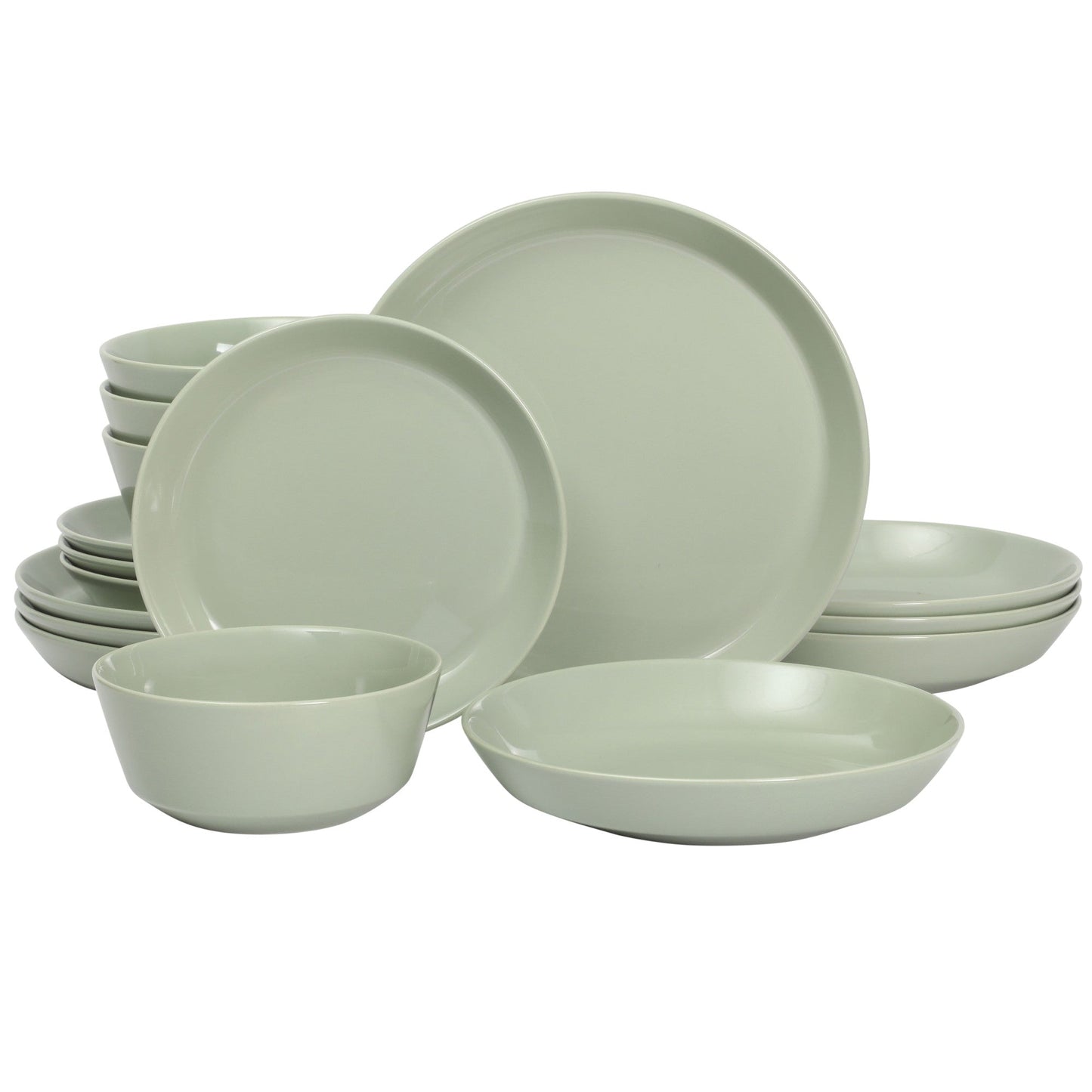 Gibson Home Summer Shades 16 Piece Plates and Bowls Dishes Service for 4 Porcelain Dinnerware Set