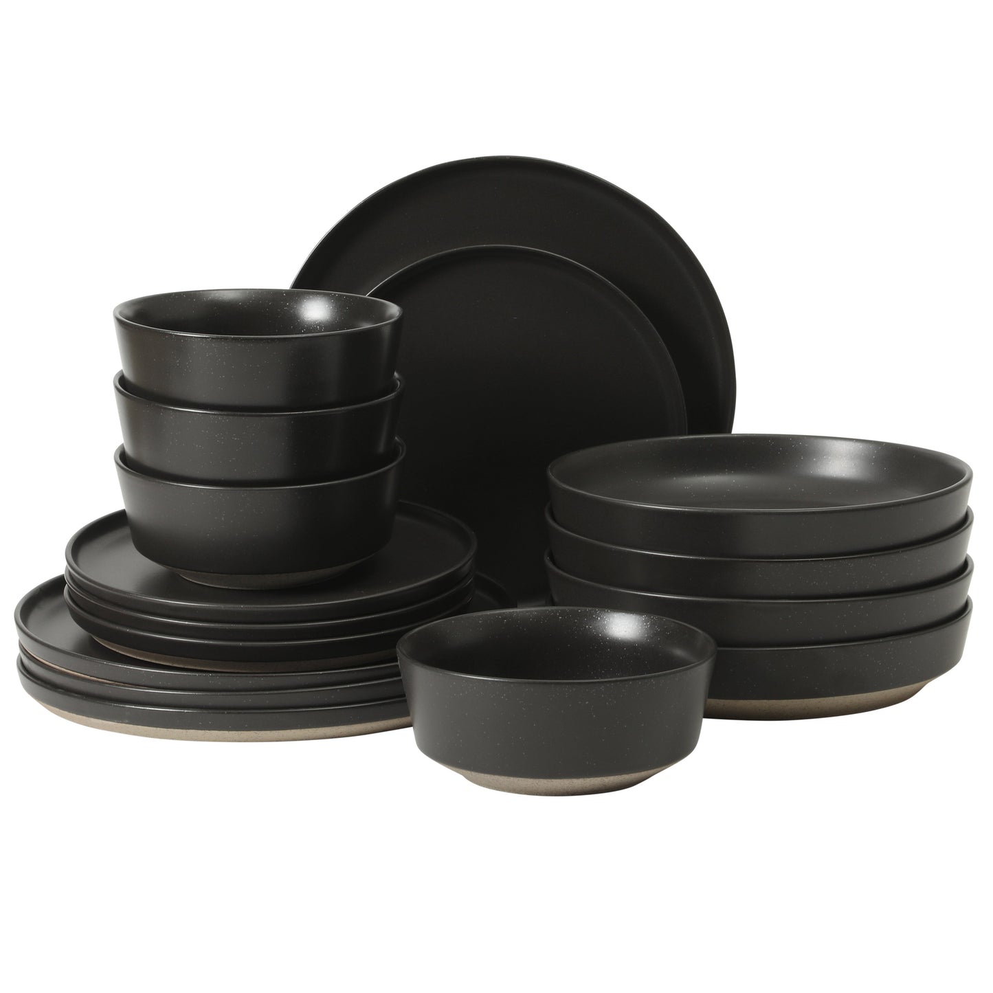 Gibson Elite Overbrook 16-Piece Pottery Clay Stoneware Dinnerware Set – Reactive Glaze, Stackable Plates and Bowls w/ Pasta Bowl, Service for 4 – Microwave & Dishwasher Safe