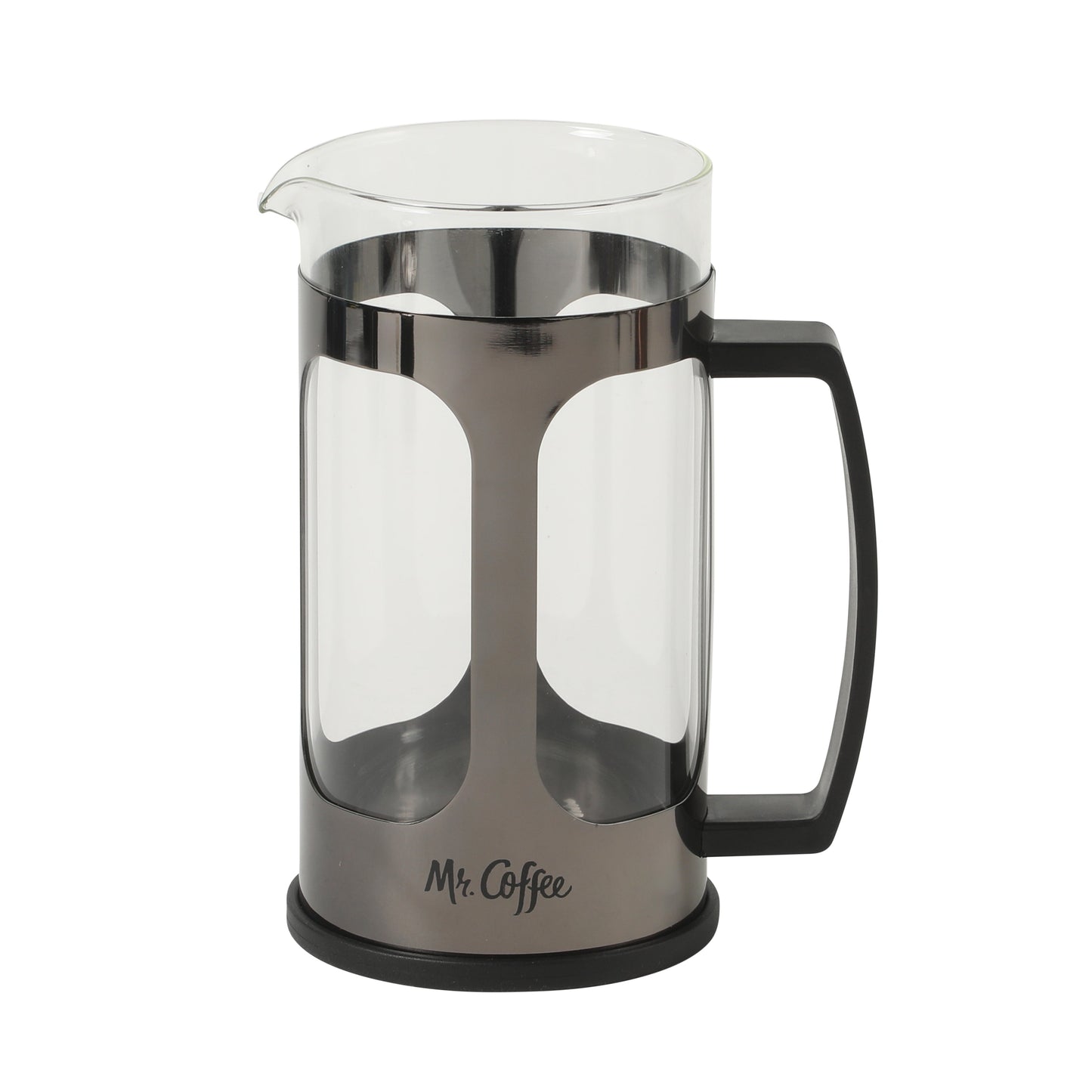 Mr. Coffee Daily Brew French Press Coffee Maker, 30 oz Glass Carafe with High Heat Resistant Durable Borasilicate Glass & Metal Frame and Plunger, Includes Coffee Scoop