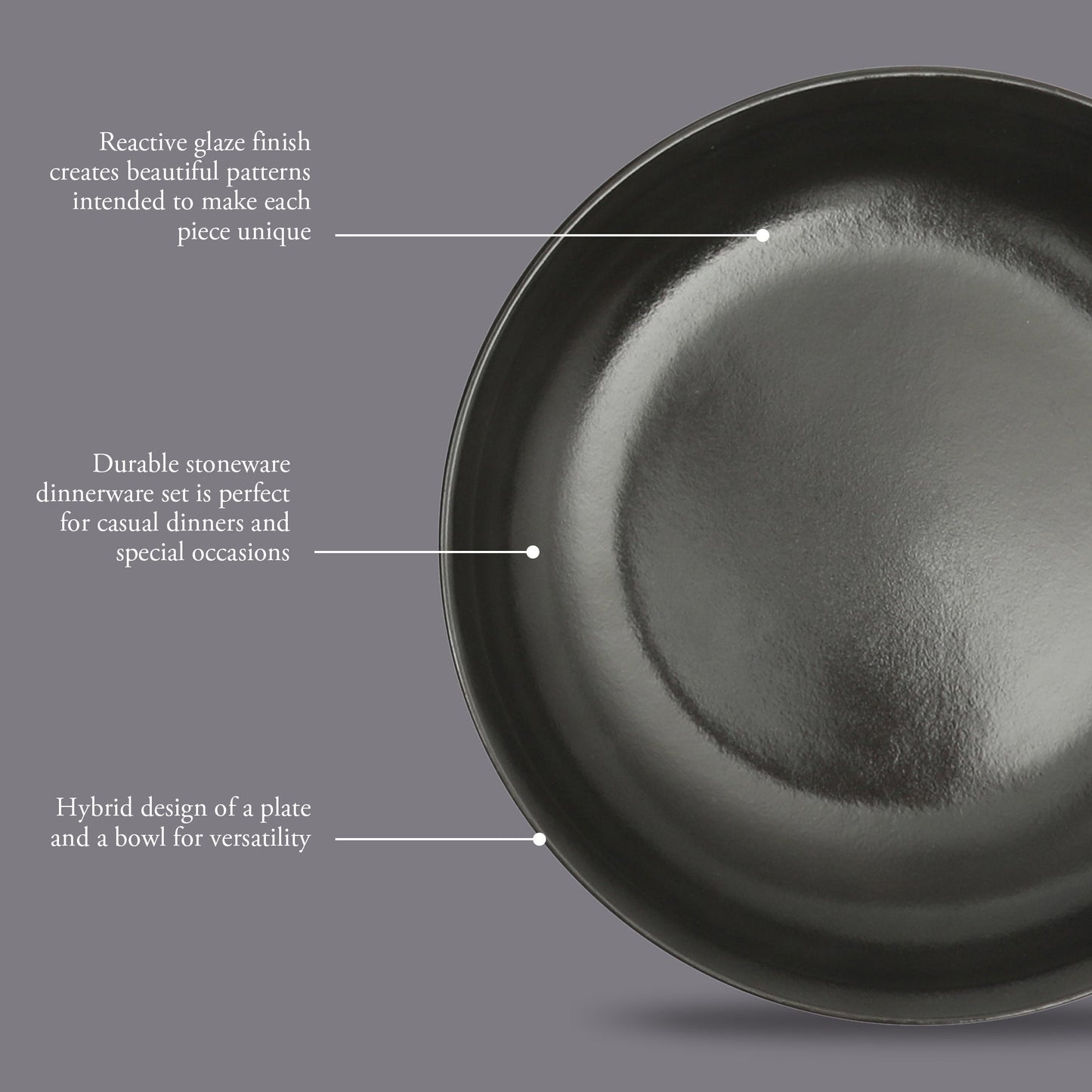 Gibson Elite Beckett 4-Piece Dinner Bowl Set – Reactive Glaze Stoneware – Shallow Pasta Bowls – Wide-Rim Round Design – Microwave & Dishwasher Safe
