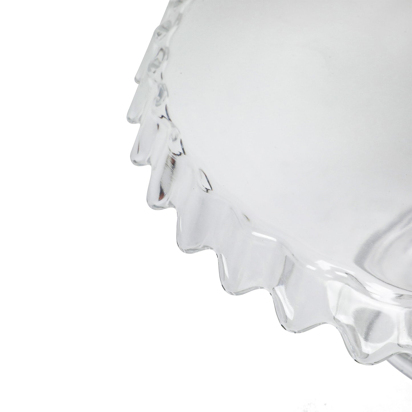 Martha Stewart Watercrest Glass Cake Stand, 10.2 Inch Footed Pedestal Cake Plate with Scalloped Ruffled Edge, Clear Handmade Glassware