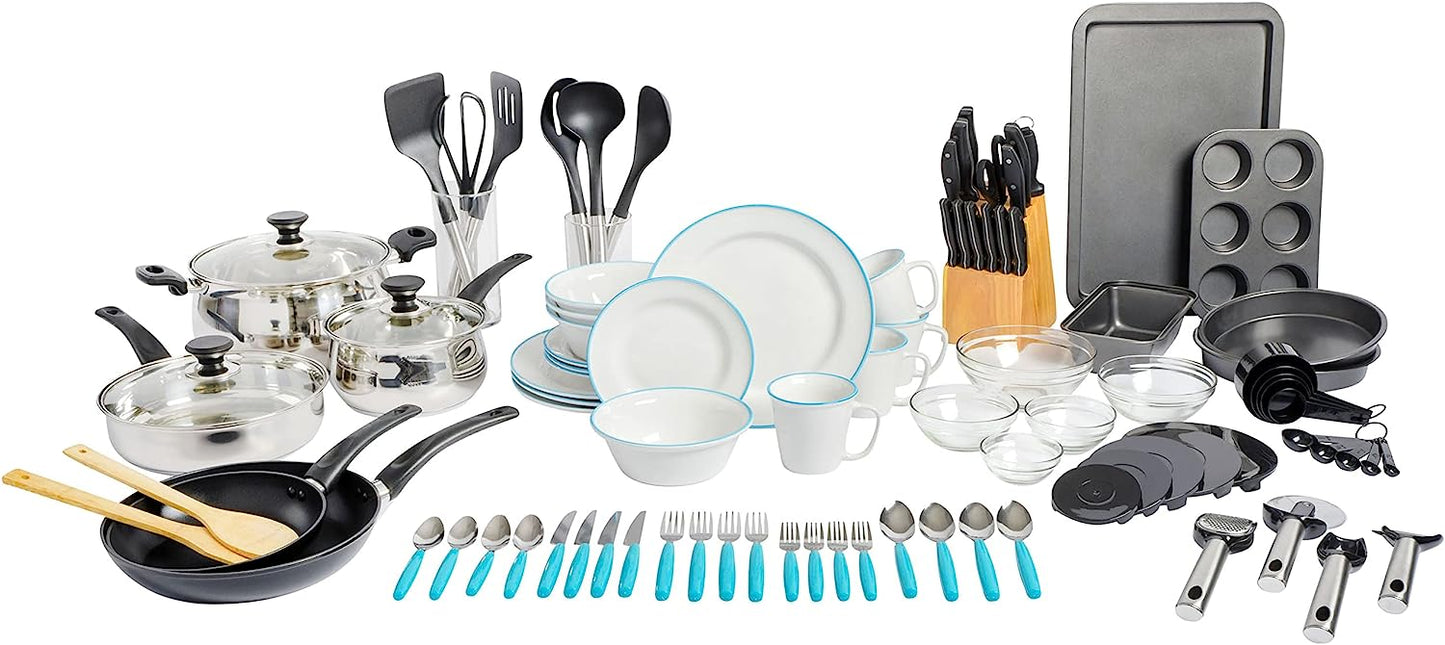 Gibson Home 95-Piece Complete Kitchen Starter Kit - Dinnerware, Cookware, Bakeware, Kitchen Tools