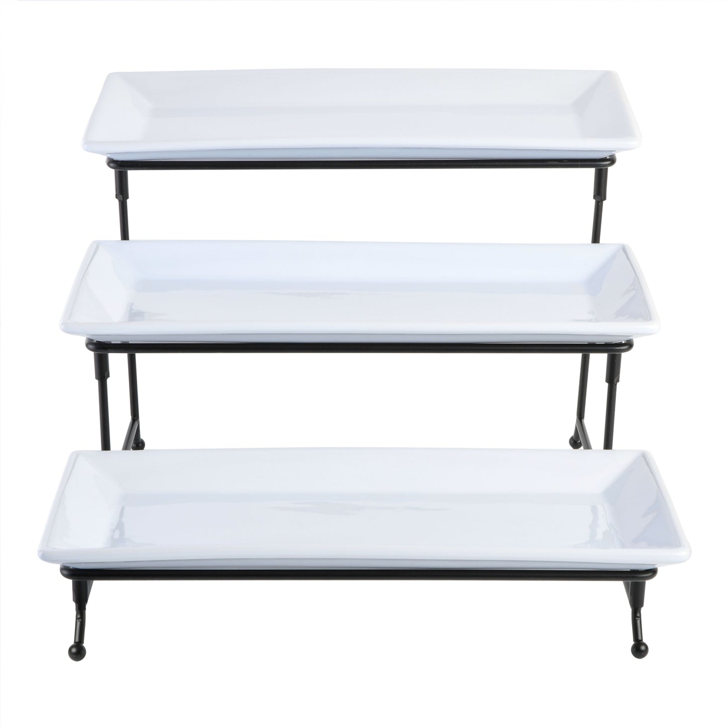 Gibson Elite Gracious Dining 3-Tier Serving Set w/ Plates & Metal Stand