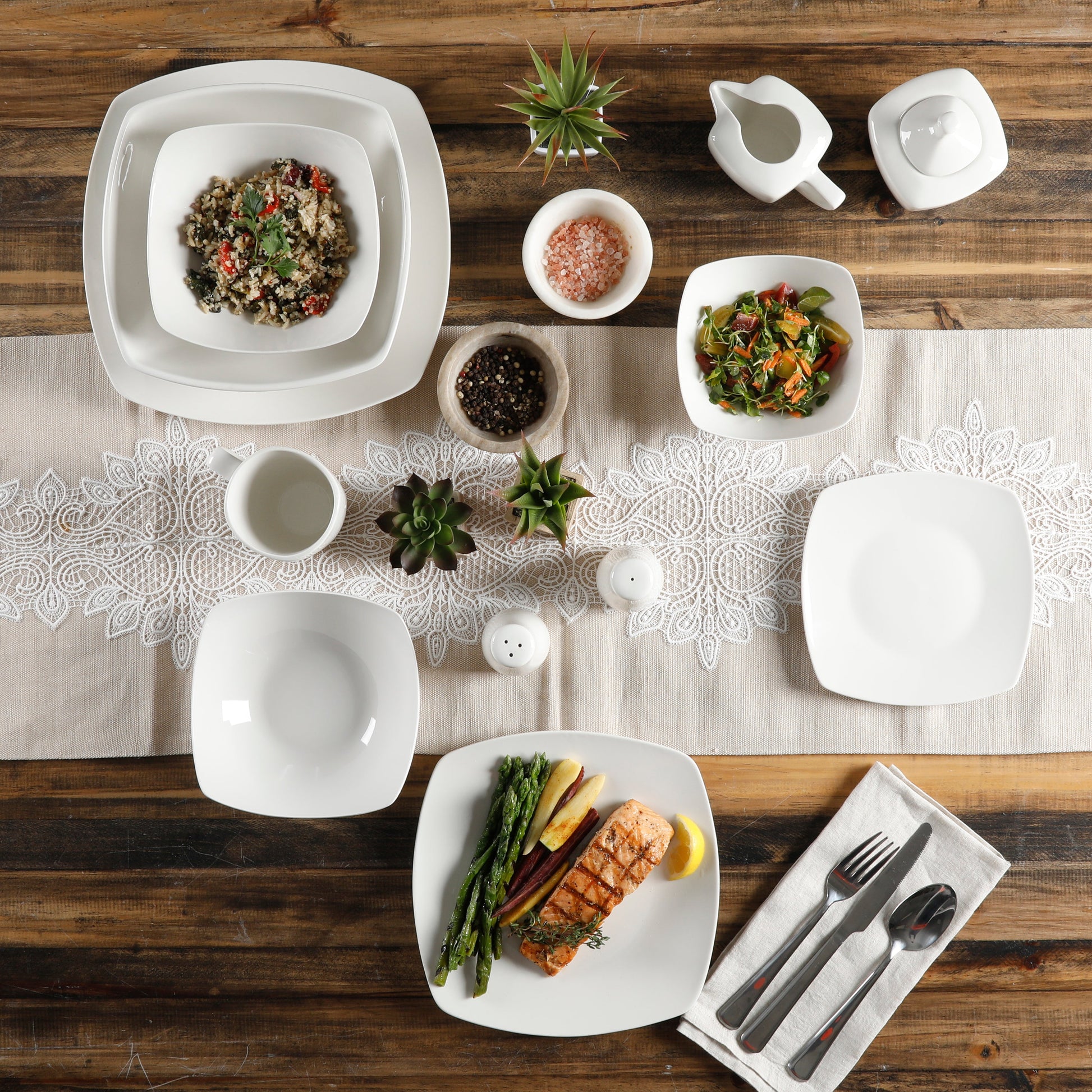 Gibson Home Zen Buffet 39-Piece Porcelain Expanded Dinnerware Set
