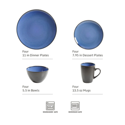 Gibson Elite Soho Lounge Round 16-Piece Reactive Stoneware Dinnerware Set