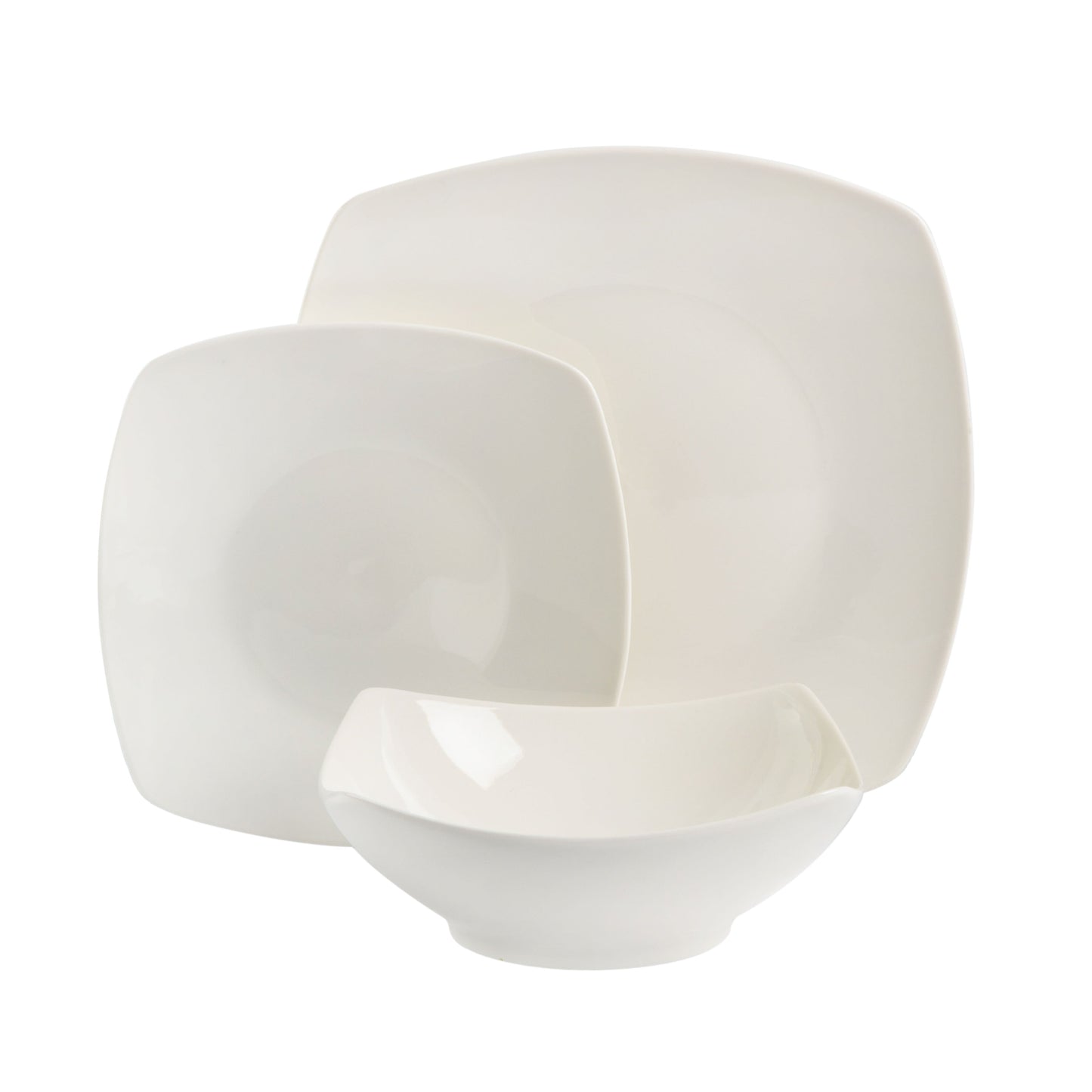 Gibson Home Everyday Square 12-Piece Fine Ceramic Dinnerware Set