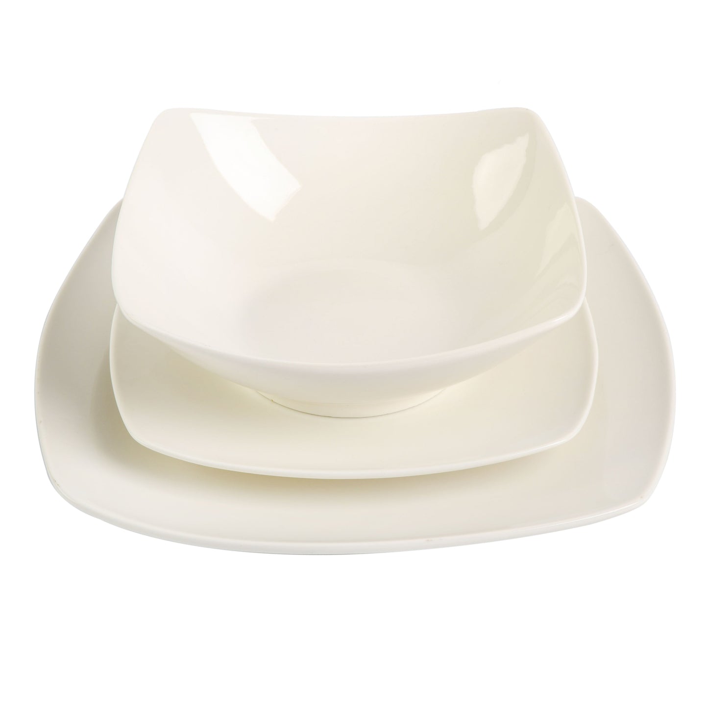 Gibson Home Everyday Square 12-Piece Fine Ceramic Dinnerware Set