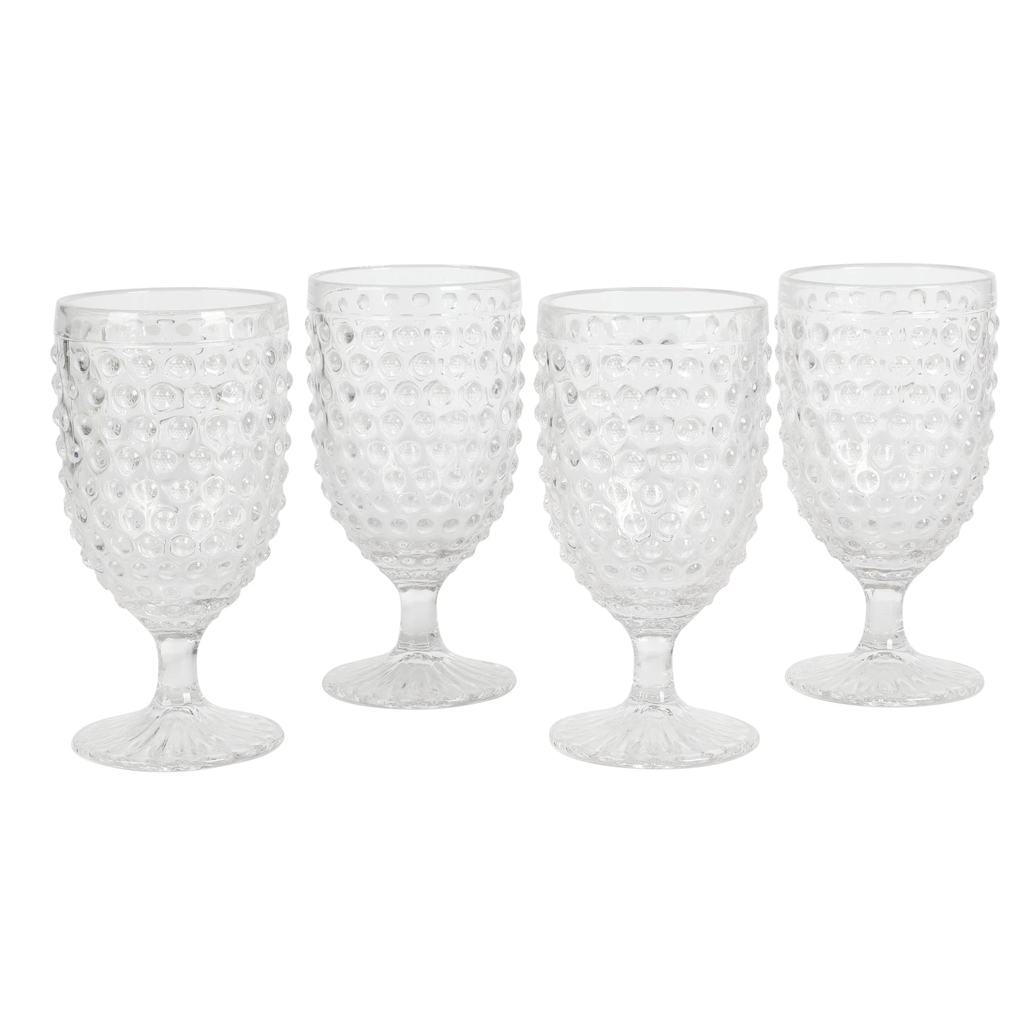 Martha Stewart Chauncey 4-Pack 14.2 oz Hobnail Handmade Glass Goblet