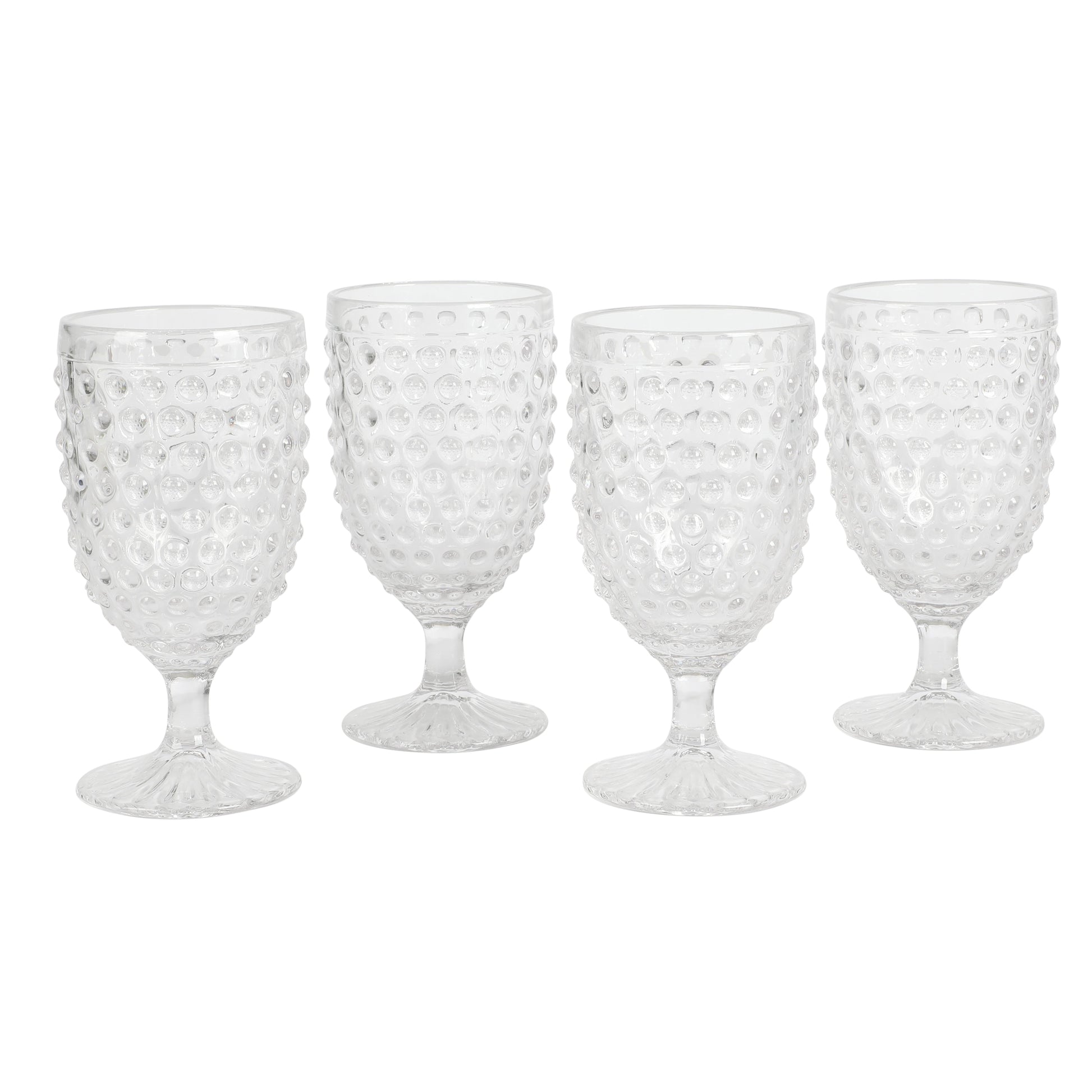 Martha Stewart Chauncey 4-Pack 14.2 oz Hobnail Handmade Glass Goblet