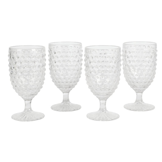 Martha Stewart Chauncey 4-Pack 14.2 oz Hobnail Handmade Glass Goblet