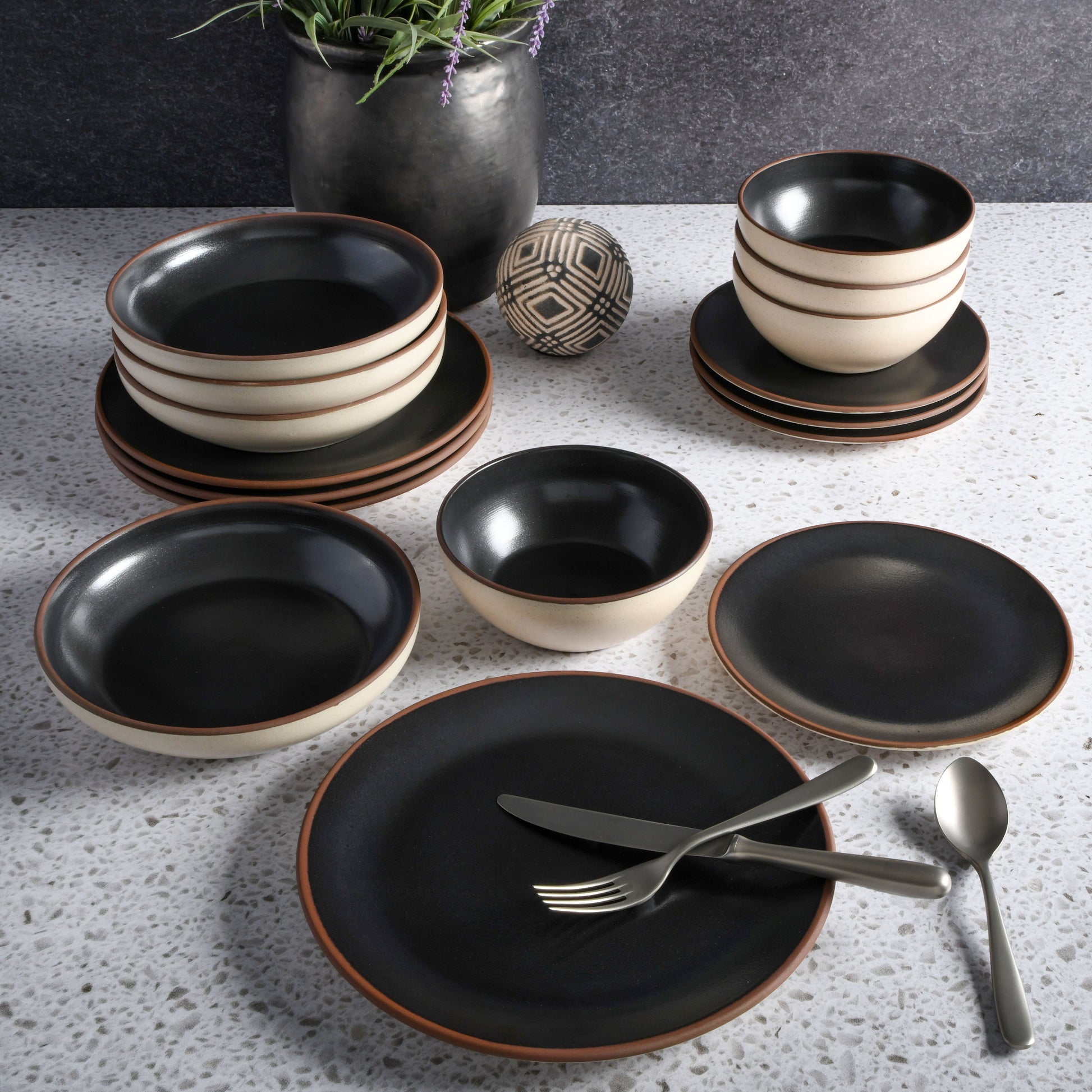 Gibson Elite Contempo Classic 16-Piece Double Bowl Terracotta Dinnerware Set