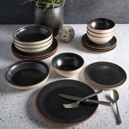 Gibson Elite Contempo Classic 16-Piece Double Bowl Terracotta Dinnerware Set