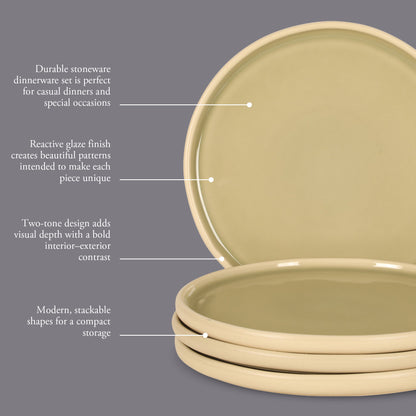 Gibson Elite - Made in Portugal - Port Gaia 10.2 Inch Dinner Plates Set of 4 - Reactive Glaze Dish Set