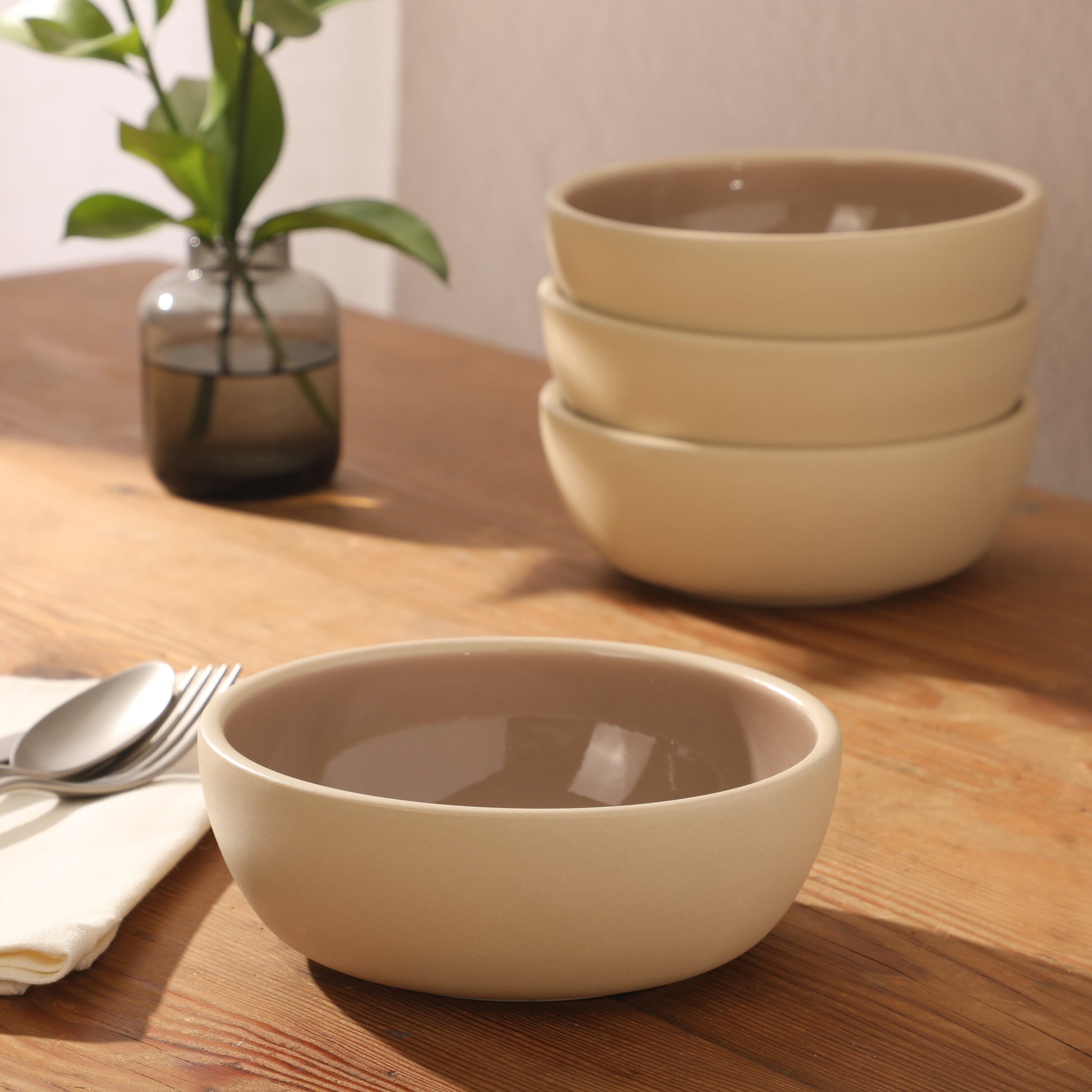 Gibson Elite - Made in Portugal -  Port Gaia 4 Piece Cereal Bowl Set, 6.2” Stoneware Bowls, Reactive Glaze Finish, Soup, Dessert & Snack Bowls, Microwave & Dishwasher Safe