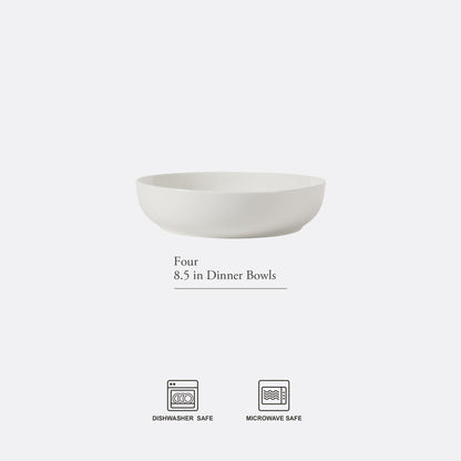 Gibson Home Zen Buffet 6-Piece 41oz Large Pasta Bowls Porcelain Ceramic Chip and Scratch Resistant Shallow Salad  Bowl, Serving Bowls, Soup Bowls Set, Dishwasher & Microwave Safe White