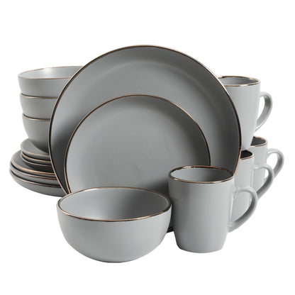 Gibson Home Rockaway Gold 16-Piece Stoneware Dinnerware Set