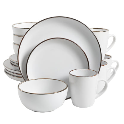 Gibson Home Rockaway Gold 16-Piece Stoneware Dinnerware Set