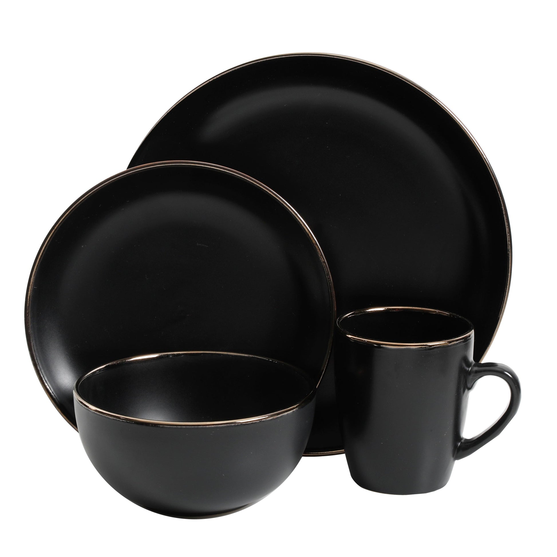 Gibson Home Rockaway Gold 16-Piece Stoneware Dinnerware Set