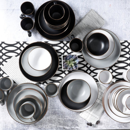 Gibson Home Rockaway Gold 16-Piece Stoneware Dinnerware Set