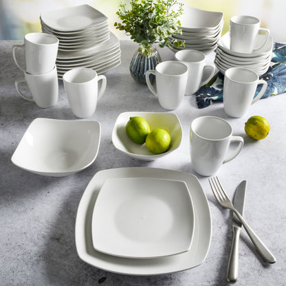 Gibson Home Everyday Square 40-Piece Fine Ceramic Expanded Dinnerware Set