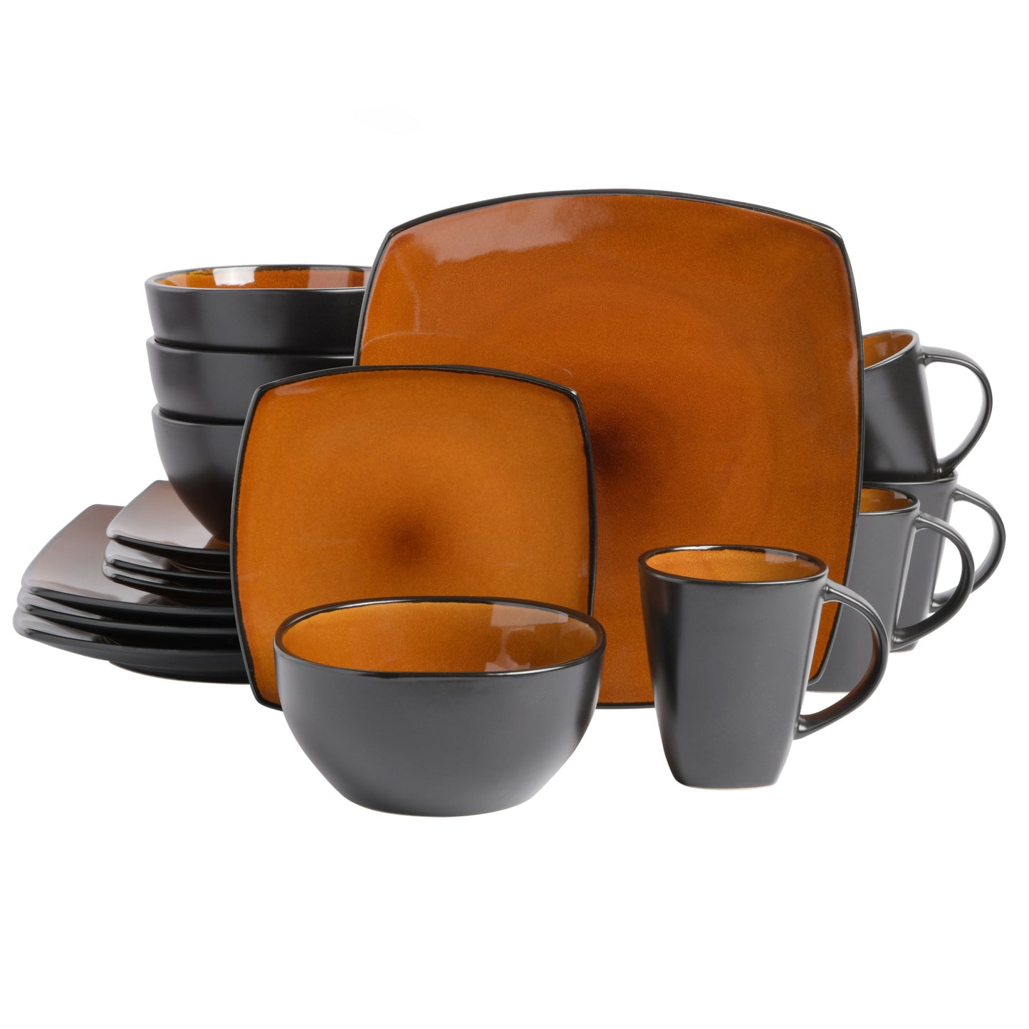 Gibson Elite Soho Lounge Square 16-Piece Stoneware Dinnerware Set