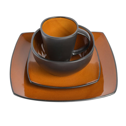 Gibson Elite Soho Lounge Square 16-Piece Stoneware Dinnerware Set