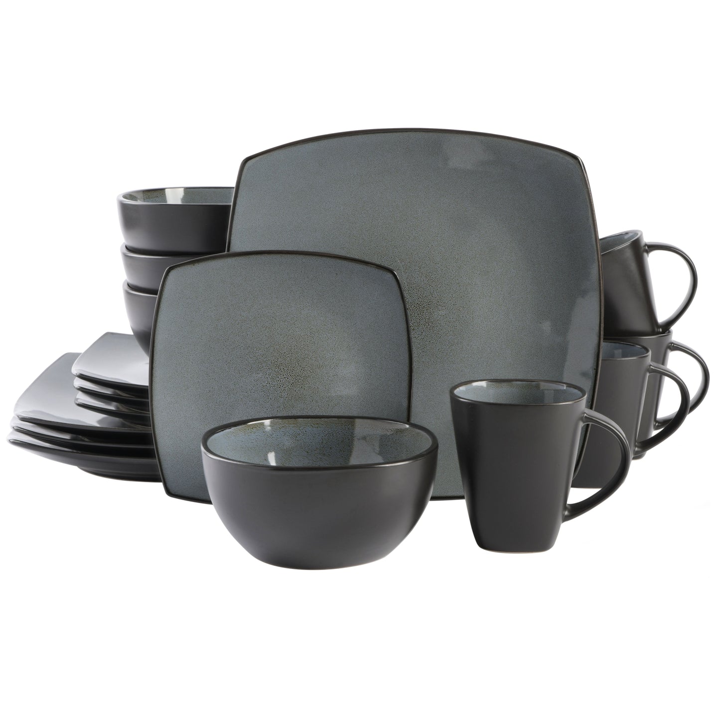 Gibson Elite Soho Lounge Square 16-Piece Stoneware Dinnerware Set