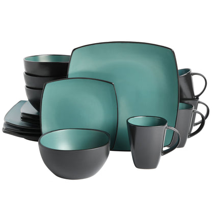 Gibson Elite Soho Lounge Square 16-Piece Stoneware Dinnerware Set