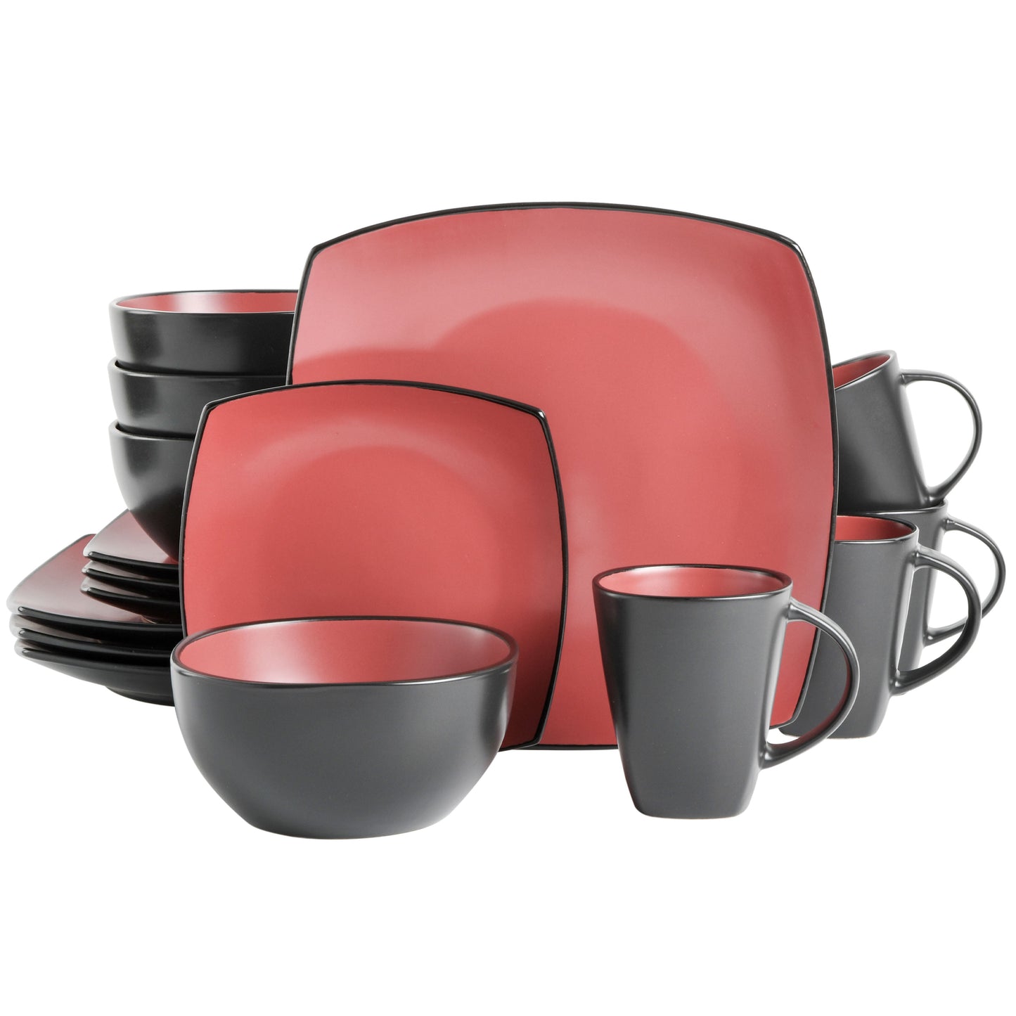 Gibson Elite Soho Lounge Square 16-Piece Stoneware Dinnerware Set