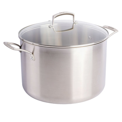 Babish Tri-Ply Stainless Steel Professional Grade Stock Pot w/Lid, 12-Quart