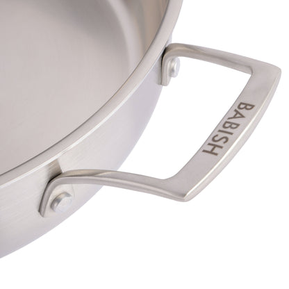 Babish Tri-Ply Stainless Steel Professional Grade Saute Pan w/Lid, 5-Quart