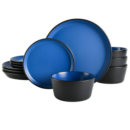 Gibson Home Sofia 12-Piece Coupe Matte Glaze Stoneware Dinnerware Set