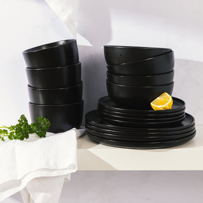 Gibson Elite James Street 16-Piece Reactive Stoneware Double Bowl Dinnerware Set