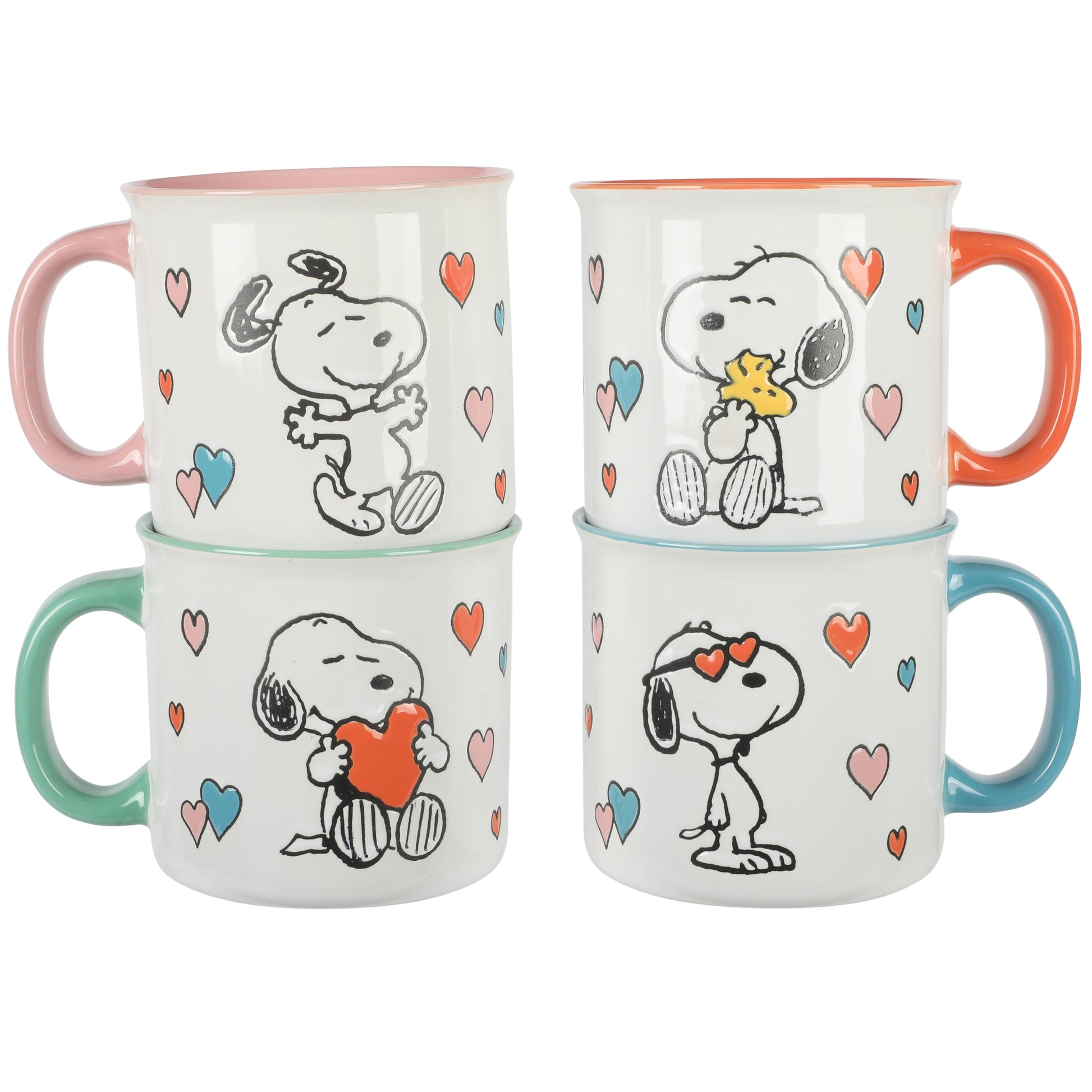 Peanuts Mothers Love 4-Pack Large 21oz Camper Stoneware Mug Set