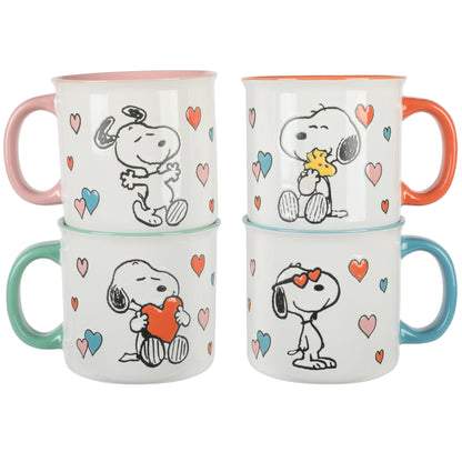 Peanuts Mothers Love 4-Pack Large 21oz Camper Stoneware Mug Set