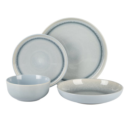 Gibson Elite Juno Moon 16-Piece Double Bowl Reactive Stoneware Dinnerware Set
