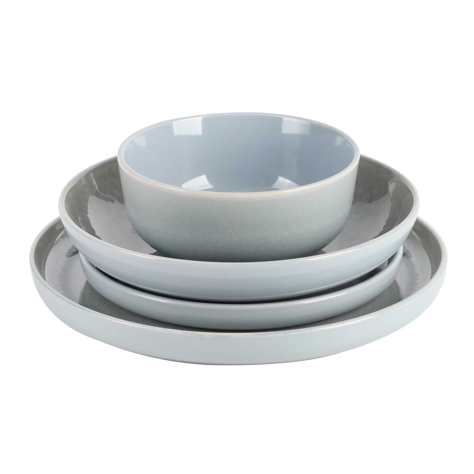 Gibson Elite Juno Moon 16-Piece Double Bowl Reactive Stoneware Dinnerware Set