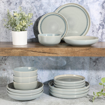 Gibson Elite Juno Moon 16-Piece Double Bowl Reactive Stoneware Dinnerware Set