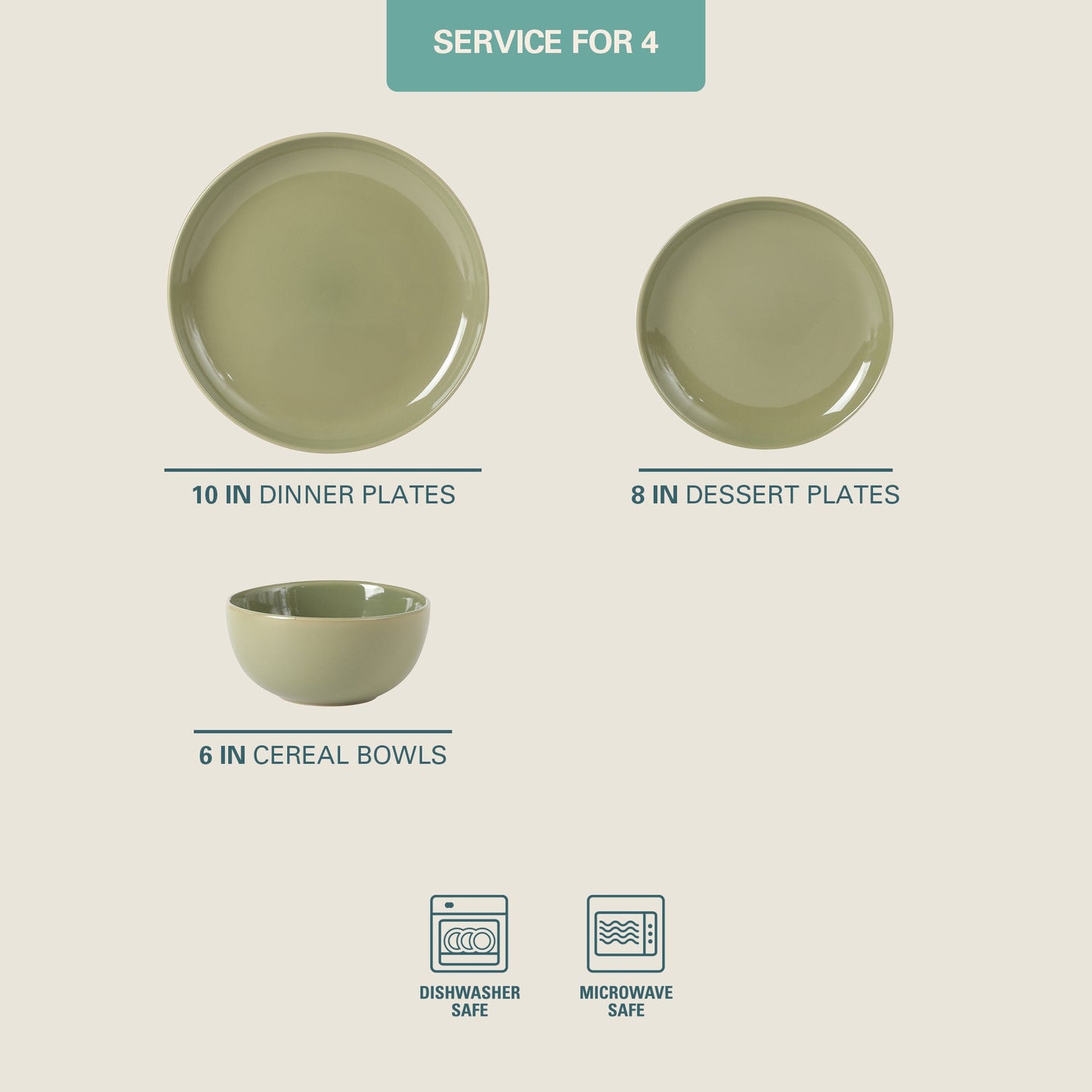 Gibson Home Rockaway 12 Piece Plates and Bowls Matte Outside/Shiny Inside Glaze Service for 4 Dinnerware Set - Brown - Dishwasher and Microwave Safe