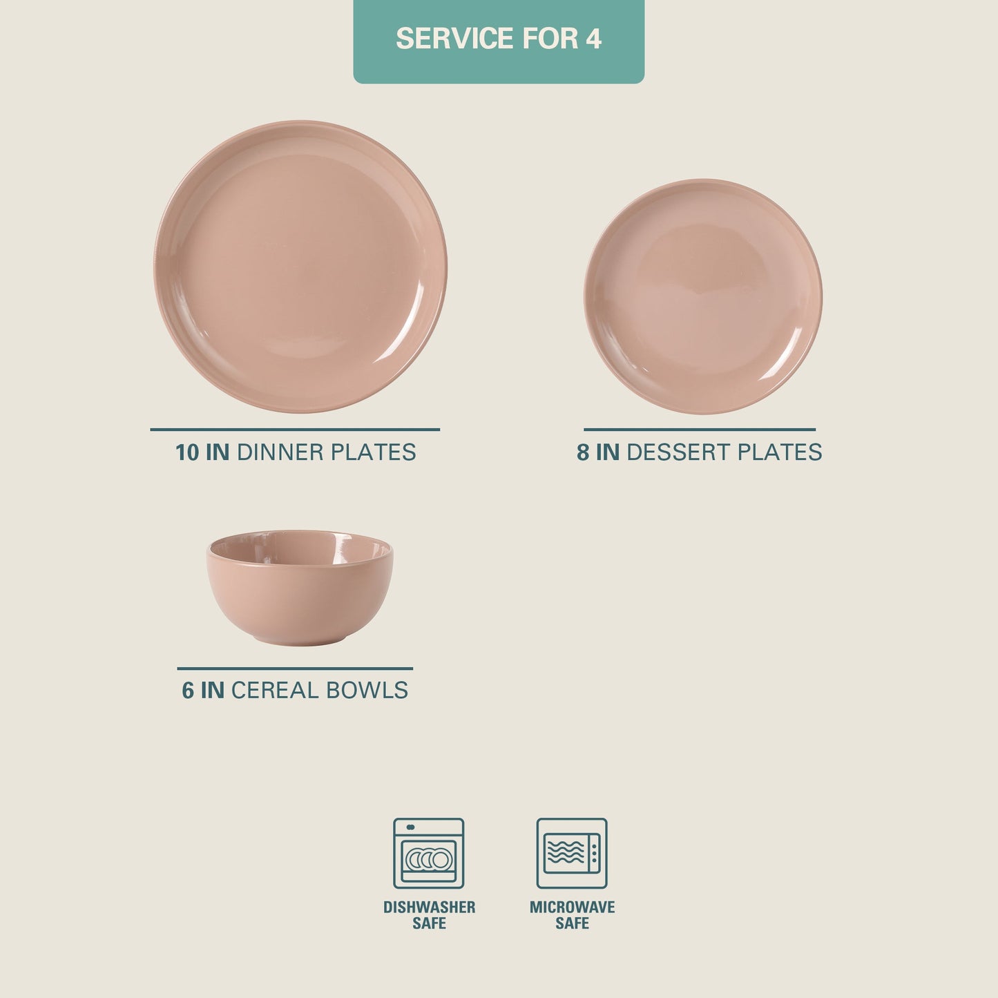 Gibson Home Rockaway 12 Piece Plates and Bowls Matte Outside/Shiny Inside Glaze Service for 4 Dinnerware Set - Brown - Dishwasher and Microwave Safe