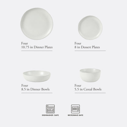 Gibson Elite Menlo Park 16-Piece Pottery Clay Stoneware Dinnerware Set –  Reactive Glaze, Embossed Plates and Bowls W/ Pasta Bowl, Service for 4 – Microwave & Dishwasher Safe