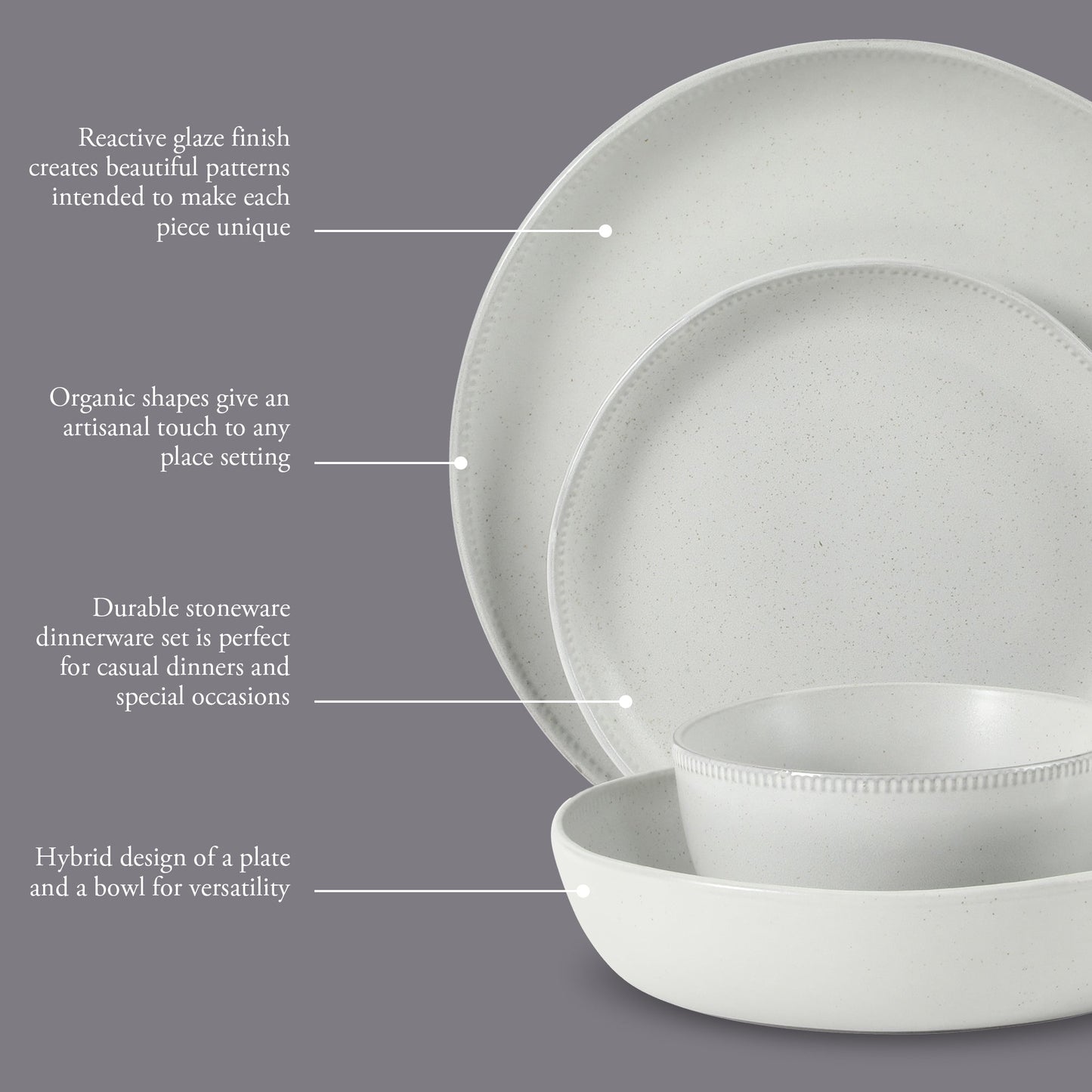 Gibson Elite Menlo Park 16-Piece Pottery Clay Stoneware Dinnerware Set –  Reactive Glaze, Embossed Plates and Bowls W/ Pasta Bowl, Service for 4 – Microwave & Dishwasher Safe