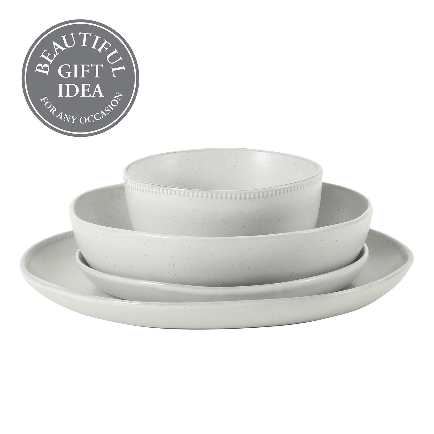Gibson Elite Menlo Park 16-Piece Pottery Clay Stoneware Dinnerware Set –  Reactive Glaze, Embossed Plates and Bowls W/ Pasta Bowl, Service for 4 – Microwave & Dishwasher Safe