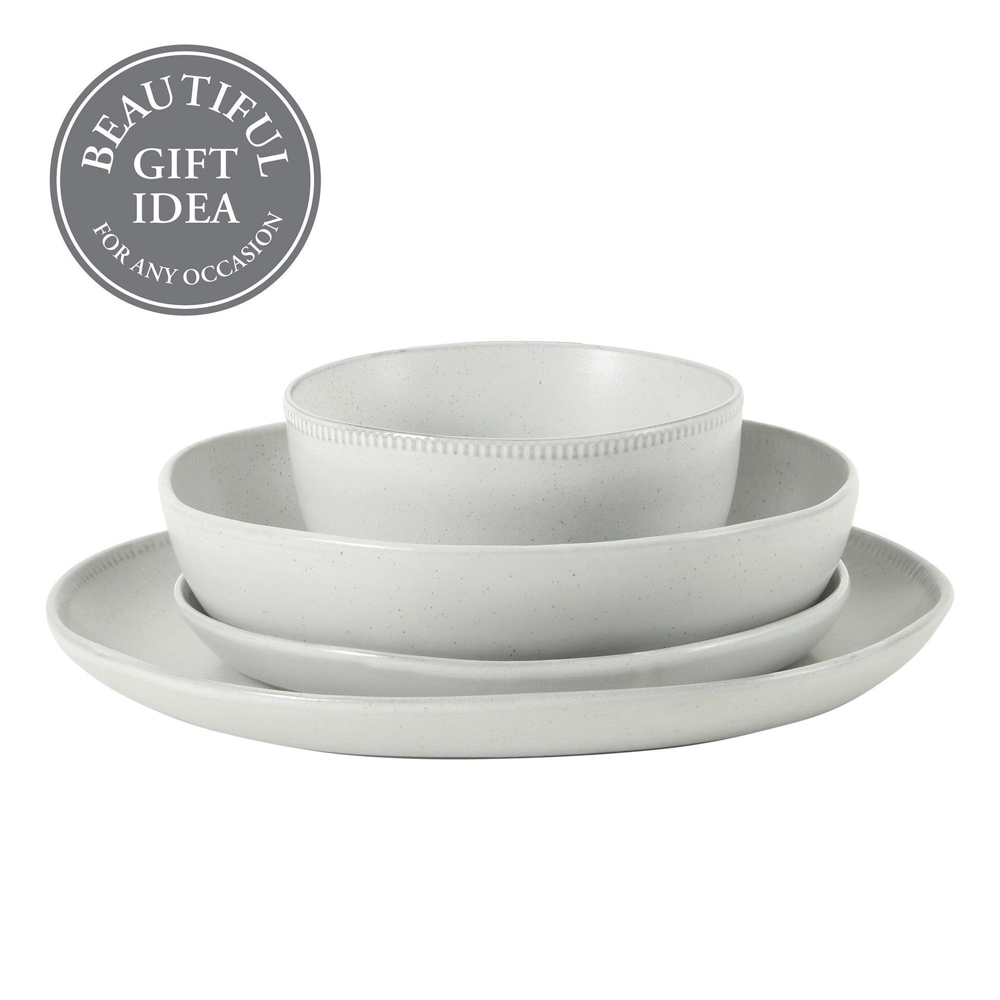 Gibson Elite Menlo Park 16-Piece Pottery Clay Stoneware Dinnerware Set –  Reactive Glaze, Embossed Plates and Bowls W/ Pasta Bowl, Service for 4 – Microwave & Dishwasher Safe