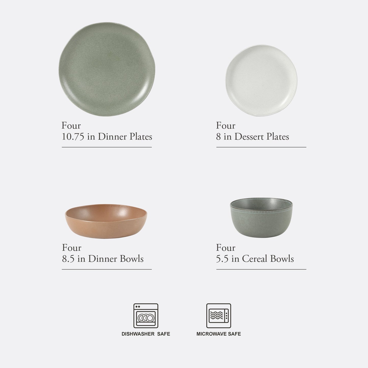 Gibson Elite Menlo Park 16-Piece Pottery Clay Stoneware Dinnerware Set –  Reactive Glaze, Embossed Plates and Bowls W/ Pasta Bowl, Service for 4 – Microwave & Dishwasher Safe